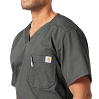 Carhartt Ripstop Men's Utility Scrub Top - Dark Pewter Pocket Detail