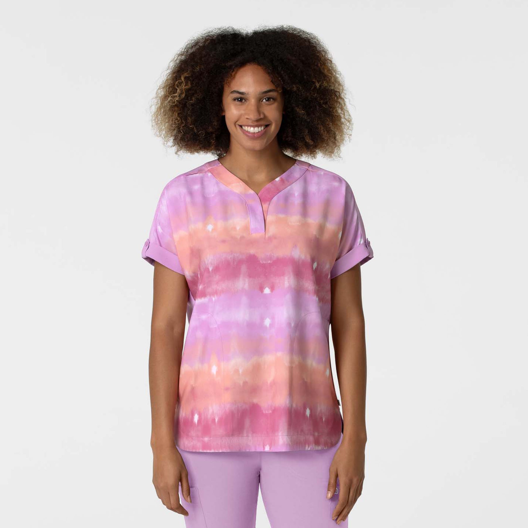 Fashion Prints Women's Oversized Print Scrub Top - Heat Wave