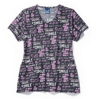 Zoe+Chloe V-Neck Border Print Scrub Top - Go You