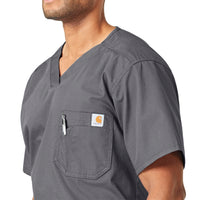 Carhartt Ripstop Men's Utility Scrub Top Pocket Detail - Pewter