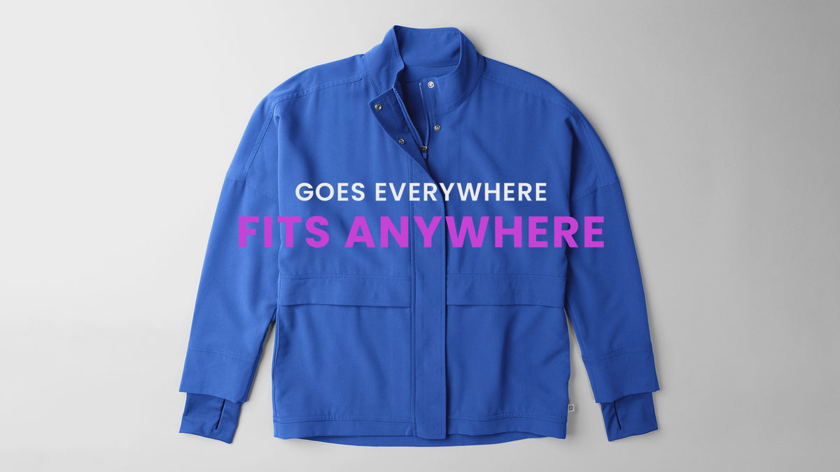 Video illustrating a scrub jacket that folds into itself in hopes of folding any germs up into the jacket so you can get it home for washing and minimize the chance for germs to get on other surfaces. 