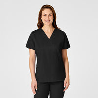 WonderWORK Women's Mock Wrap Scrub Top - Black