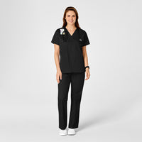 WonderWORK Women's Mock Wrap Scrub Top - Black