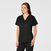 WonderWORK Women's Mock Wrap Scrub Top - Black