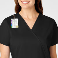 WonderWORK Women's Mock Wrap Scrub Top - Black