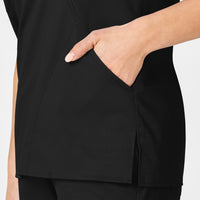 WonderWORK Women's Mock Wrap Scrub Top - Black