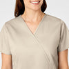 WonderWORK Women's Mock Wrap Scrub Top - Khaki