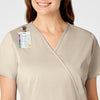 WonderWORK Women's Mock Wrap Scrub Top - Khaki