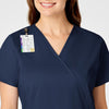 WonderWORK Women's Mock Wrap Scrub Top - Navy