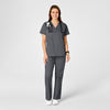 WonderWORK Women's Mock Wrap Scrub Top - Pewter