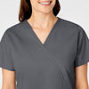 WonderWORK Women's Mock Wrap Scrub Top - Pewter