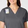 WonderWORK Women's Mock Wrap Scrub Top - Pewter