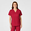 WonderWORK Women's Mock Wrap Scrub Top - Red