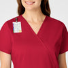 WonderWORK Women's Mock Wrap Scrub Top - Red