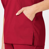 WonderWORK Women's Mock Wrap Scrub Top - Red