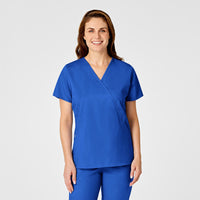 WonderWORK Women's Mock Wrap Scrub Top - Royal