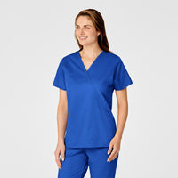 WonderWORK Women's Mock Wrap Scrub Top - Royal