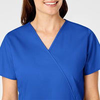 WonderWORK Women's Mock Wrap Scrub Top - Royal