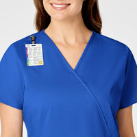 WonderWORK Women's Mock Wrap Scrub Top - Royal