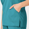 WonderWORK Women's Mock Wrap Scrub Top - Teal Blue