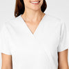 WonderWORK Women's Mock Wrap Scrub Top - White