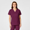 WonderWORK Women's Mock Wrap Scrub Top - Wine