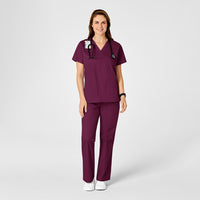 WonderWORK Women's Mock Wrap Scrub Top - Wine