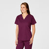 WonderWORK Women's Mock Wrap Scrub Top - Wine