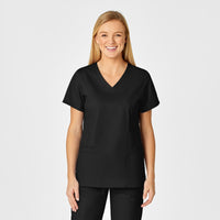 WonderWORK Women's Shaped V-Neck Scrub Top - Black