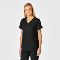 WonderWORK Women's Shaped V-Neck Scrub Top - Black