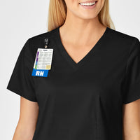 WonderWORK Women's Shaped V-Neck Scrub Top - Black