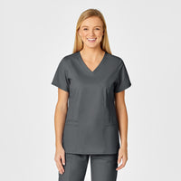 WonderWORK Women's Shaped V-Neck Scrub Top - Pewter