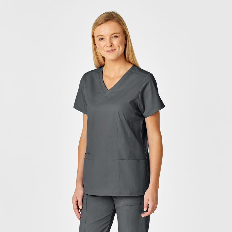 WonderWORK Women's Shaped V-Neck Scrub Top - Pewter – Wink Scrubs