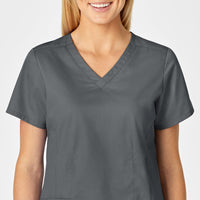 WonderWORK Women's Shaped V-Neck Scrub Top - Pewter