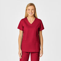 WonderWORK Women's Shaped V-Neck Scrub Top - Red