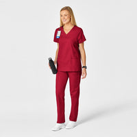 WonderWORK Women's Shaped V-Neck Scrub Top - Red