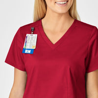 WonderWORK Women's Shaped V-Neck Scrub Top - Red