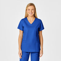 WonderWORK Women's Shaped V-Neck Scrub Top - Royal