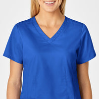 WonderWORK Women's Shaped V-Neck Scrub Top - Royal