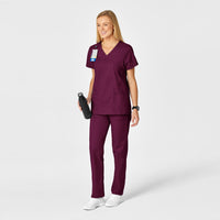 WonderWORK Women's Shaped V-Neck Scrub Top - Wine