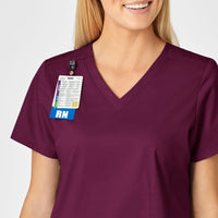 WonderWORK Women's Shaped V-Neck Scrub Top - Wine