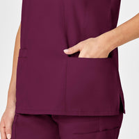 WonderWORK Women's Shaped V-Neck Scrub Top - Wine