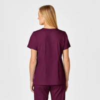 WonderWORK Women's Shaped V-Neck Scrub Top - Wine