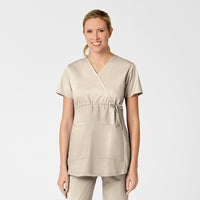 khaki maternity scrub top alternate view