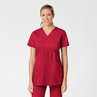 red maternity scrub top alternate view