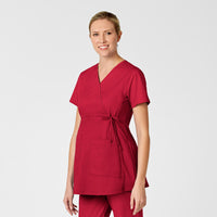 red maternity scrub top