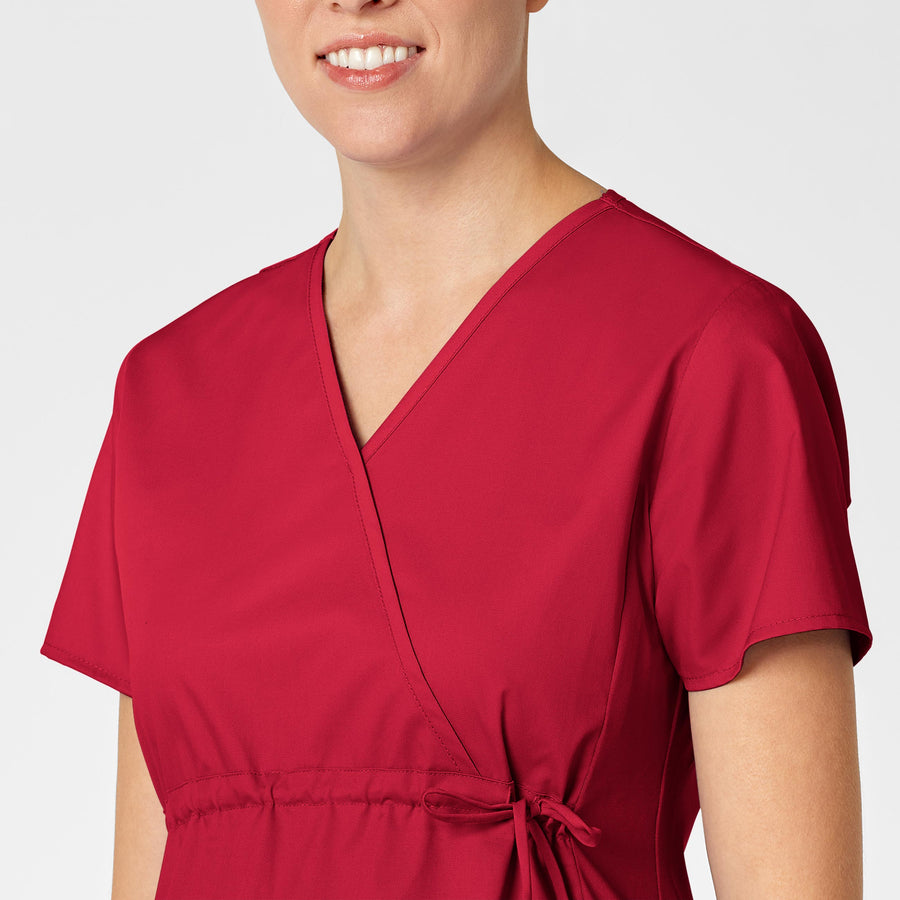 red maternity scrub top from Wink scrubs