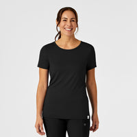 Black Short Sleeve Silky Tee