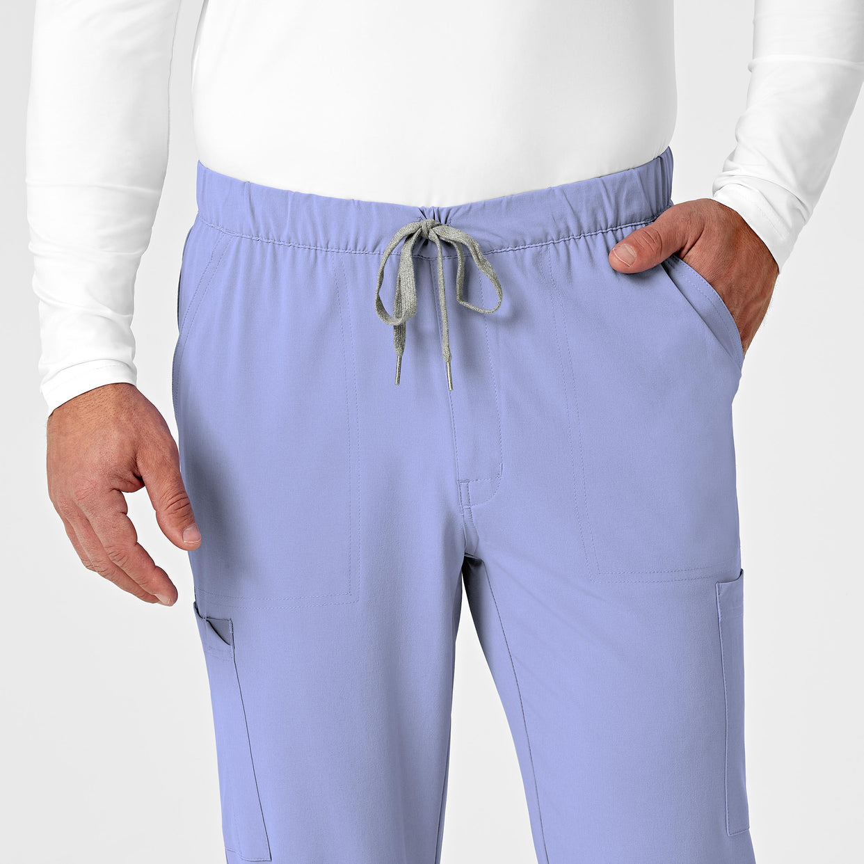 mens scrub jogger pant - ceil blue waistband