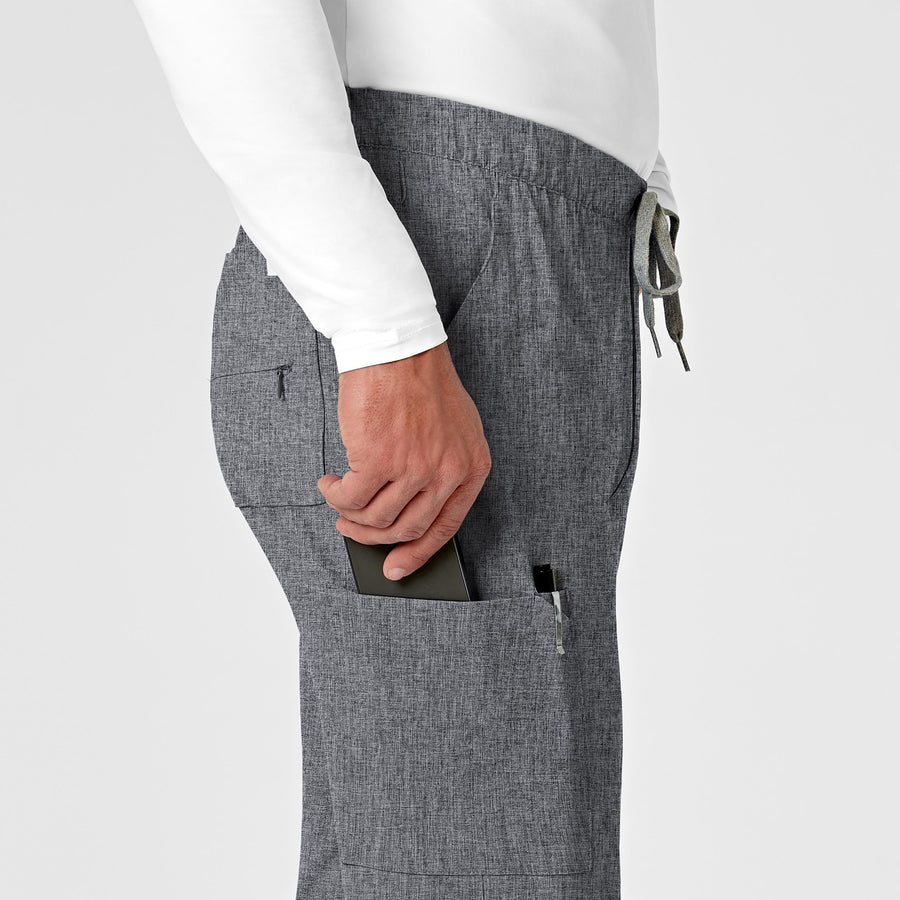 mens scrub jogger pant -  grey heather pocket detail